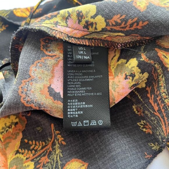 URBAN OUTFITTERS DAKOTA BLACK ORANGE FLORAL RACERBACK WRAP PEPLUM TOP - L - Picture 10 of 10